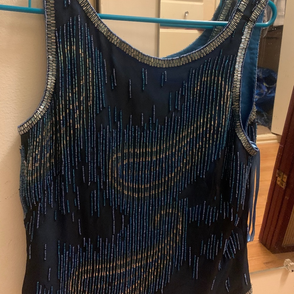 Papéll Boutique Evening • Vtg Silk Beadwork Blouse